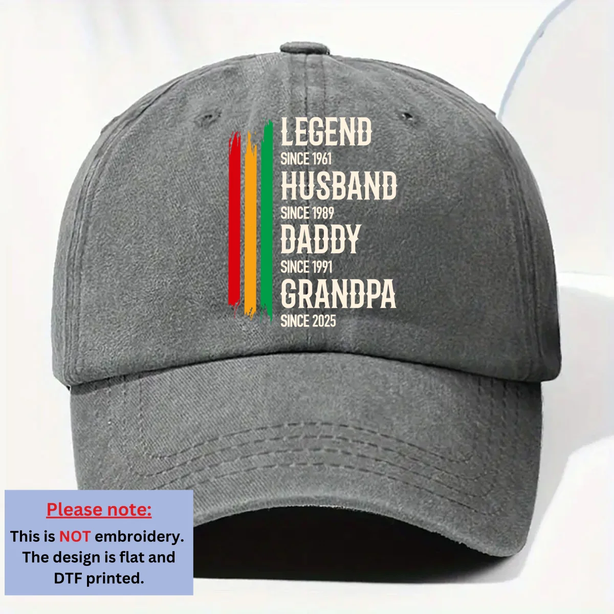 The Black Legend - Personalized Custom Vintage Washed Denim Cap - Image 7