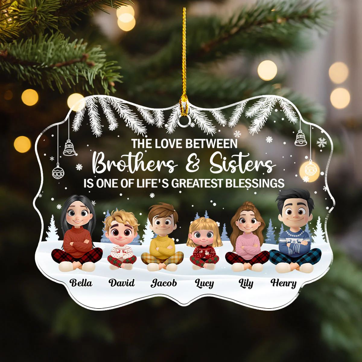 The Blessing Of Being Siblings - Personalized Custom Acrylic Ornament - Image 5