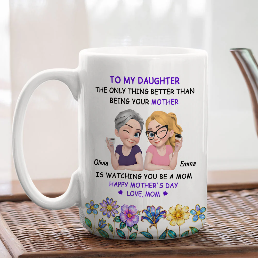 The Bond Between Mother and Daughter - Personalized Custom Coffee Mug - Image 4