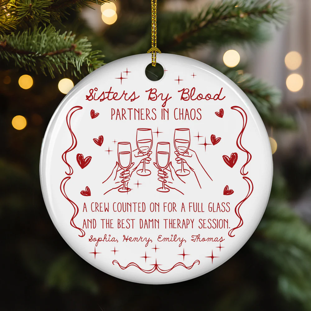 The Boozy Sisterhood - Personalized Custom Ceramic Ornament