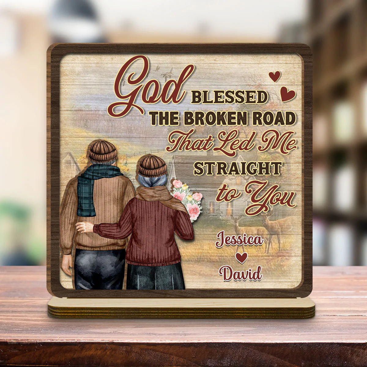 The Broken Road - Personalized Custom 2-Layer Wood Plaque With Flat Base - Image 4