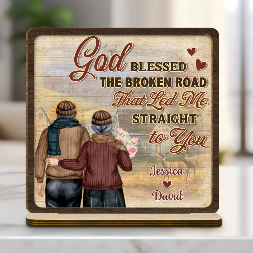 The Broken Road - Personalized Custom 2-Layer Wood Plaque With Flat Base - Image 7