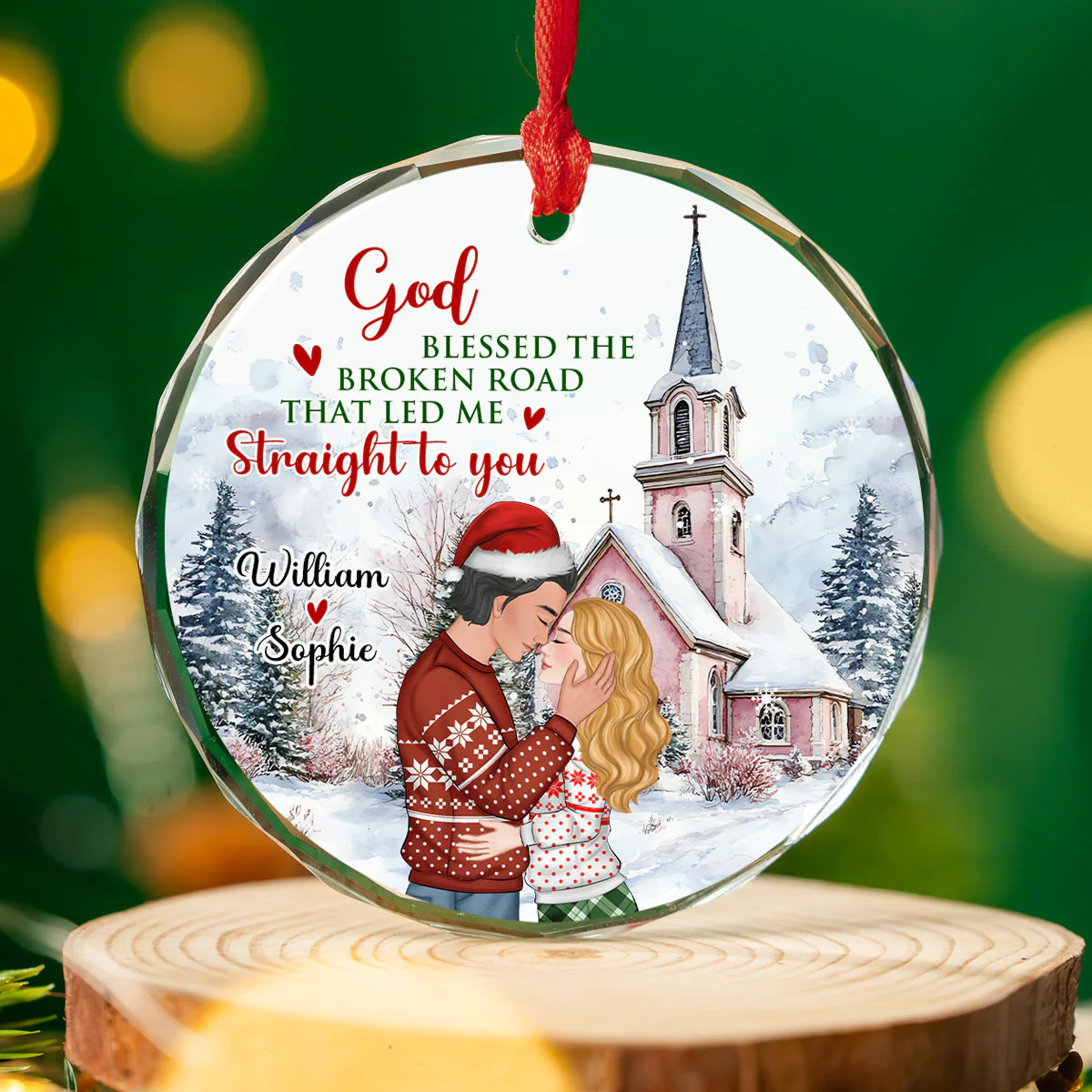 The Broken Road That Led Me Straight To You Version 2 - Personalized Custom Glass Ornament - Image 4