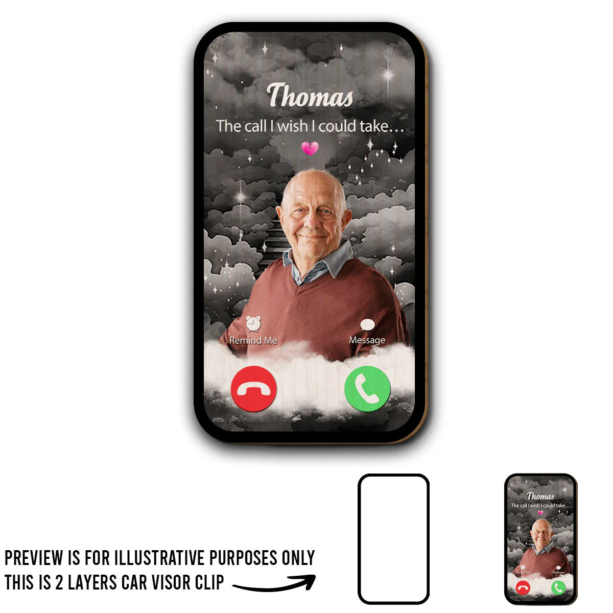 The Call I Wish I Could Take - Personalized Custom Car Visor Clip - Image 4
