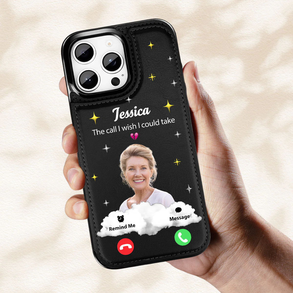 The Call I Wish I Could Take - Personalized Custom Leather Phone Case - Image 3