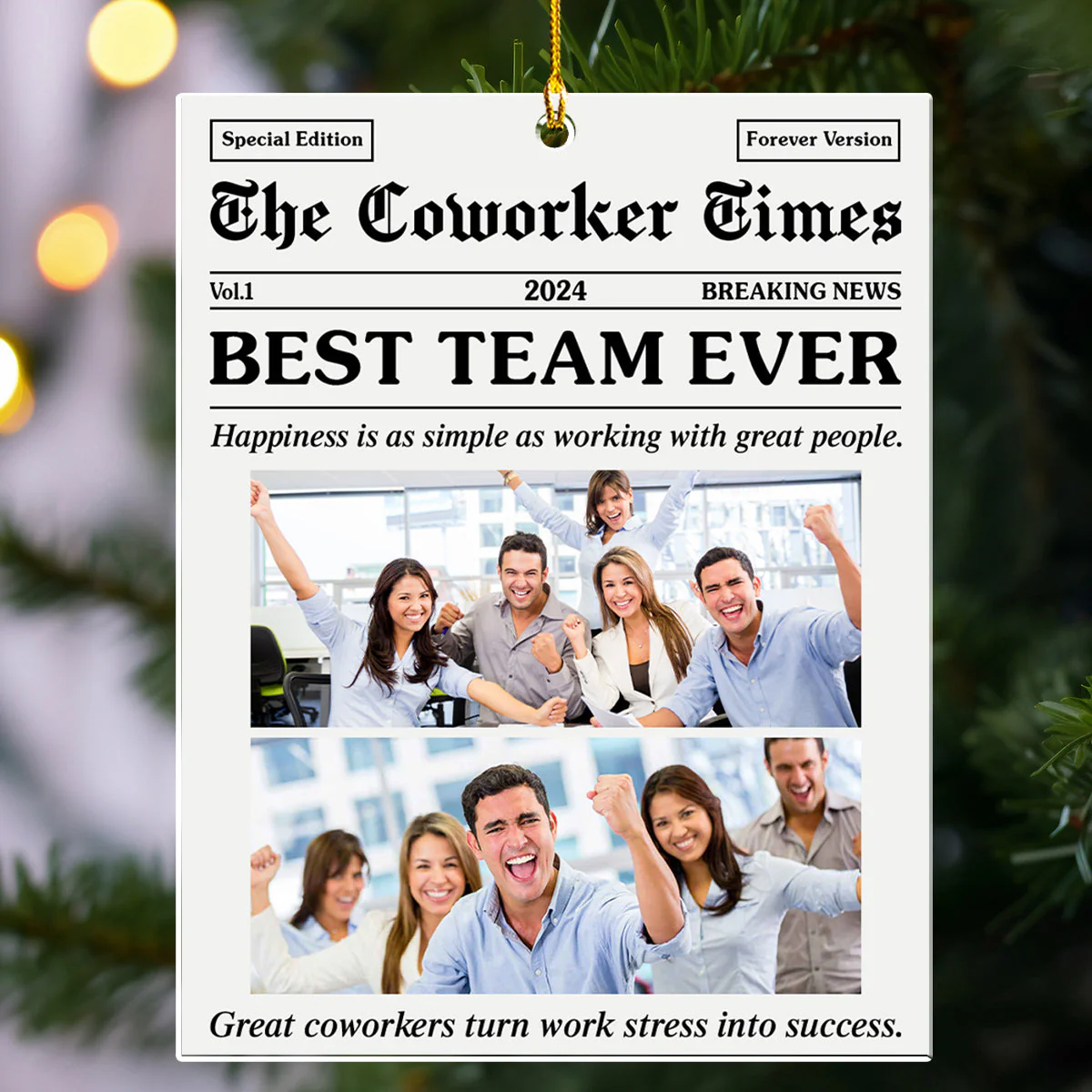 The Coworker Times  - Personalized Custom Acrylic Ornament - Image 5