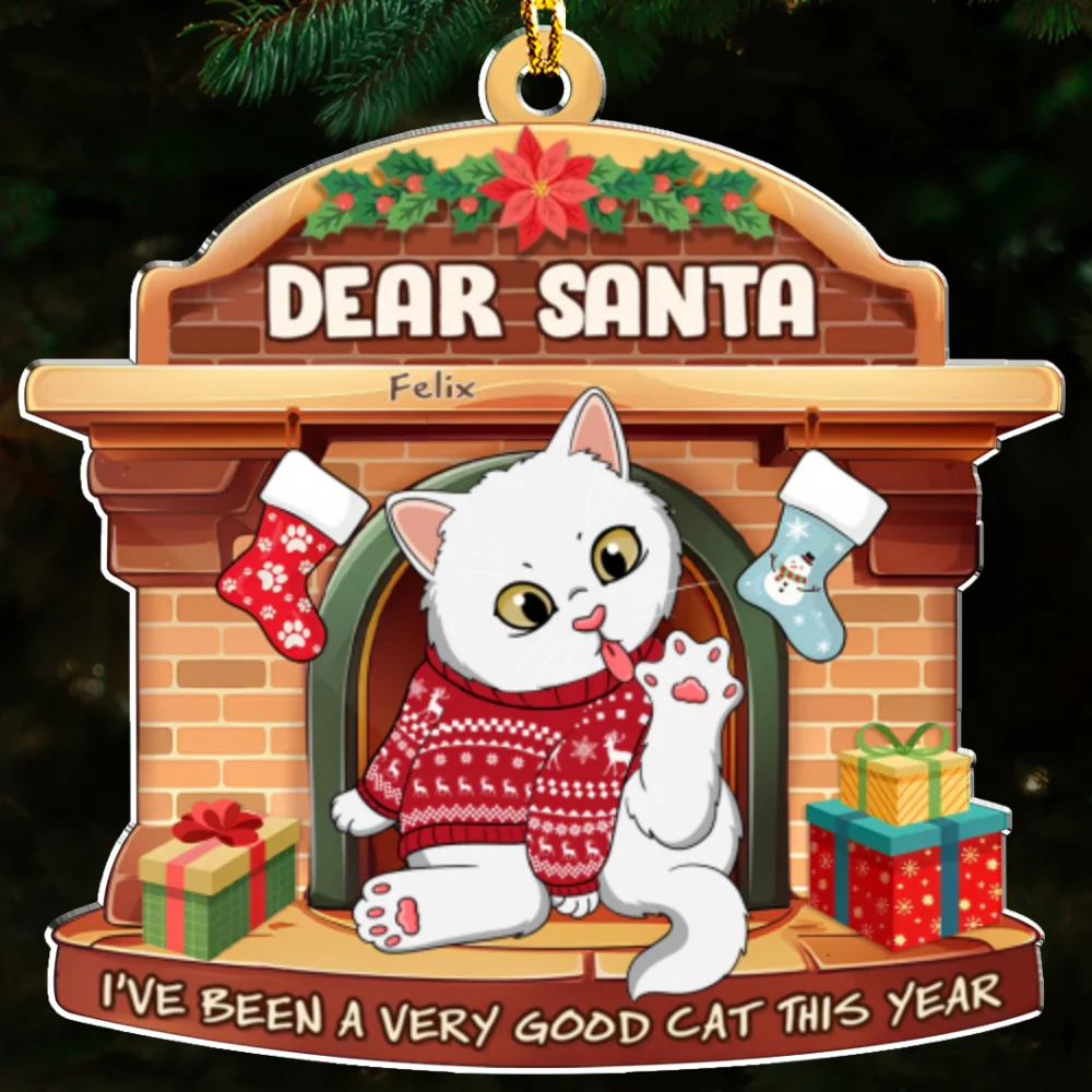 The Cutest Santa Paws - Personalized Custom Acrylic Ornament - Image 5