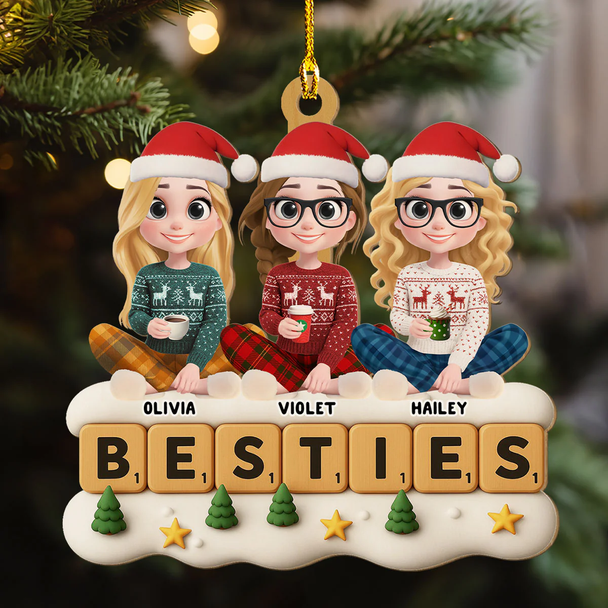 The Cutest Squad - Personalized Custom 3D Effect Wood Ornament
