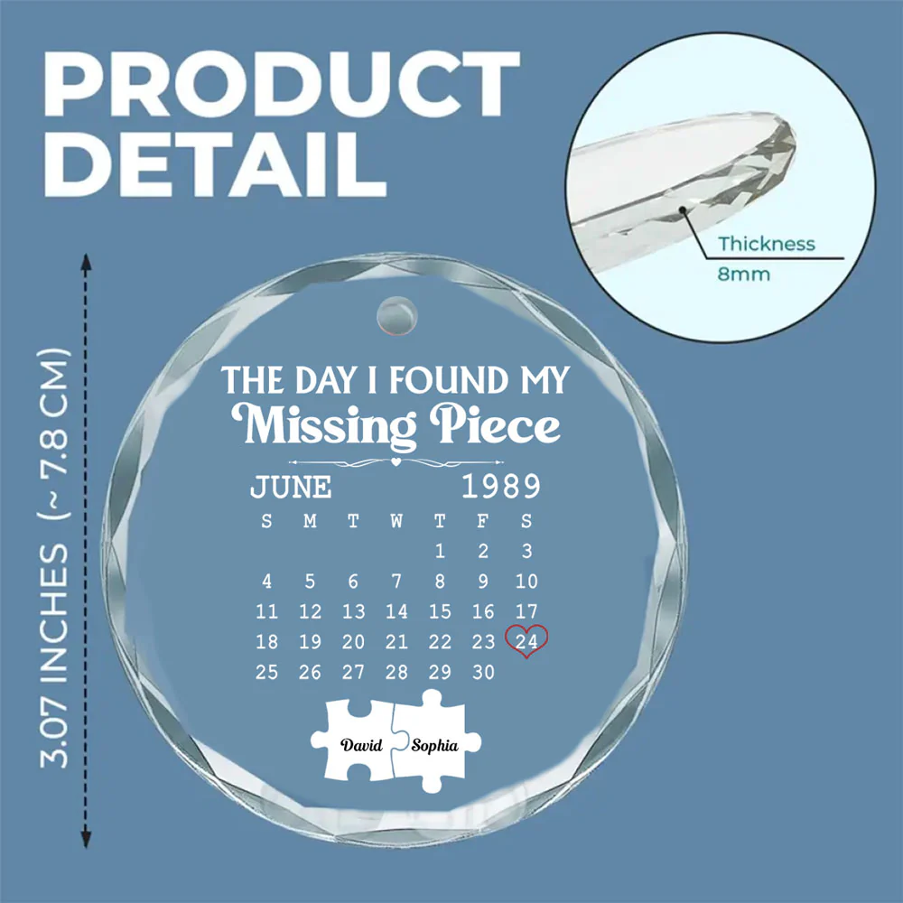 The Day I Found My Missing Piece - Personalized Custom Glass Ornament - Image 5