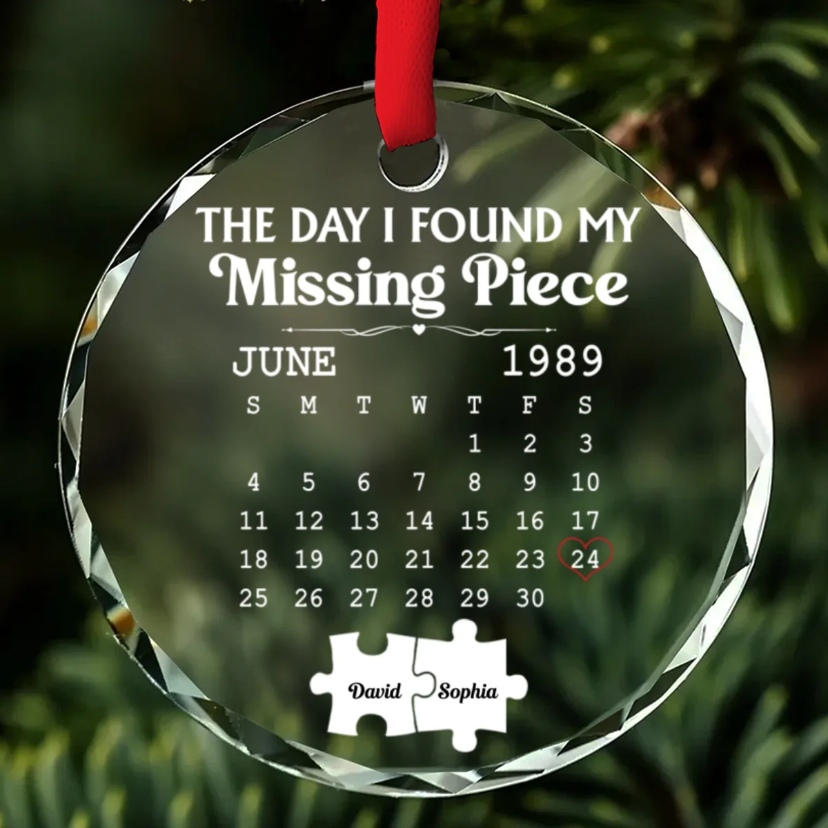 The Day I Found My Missing Piece - Personalized Custom Glass Ornament - Image 6