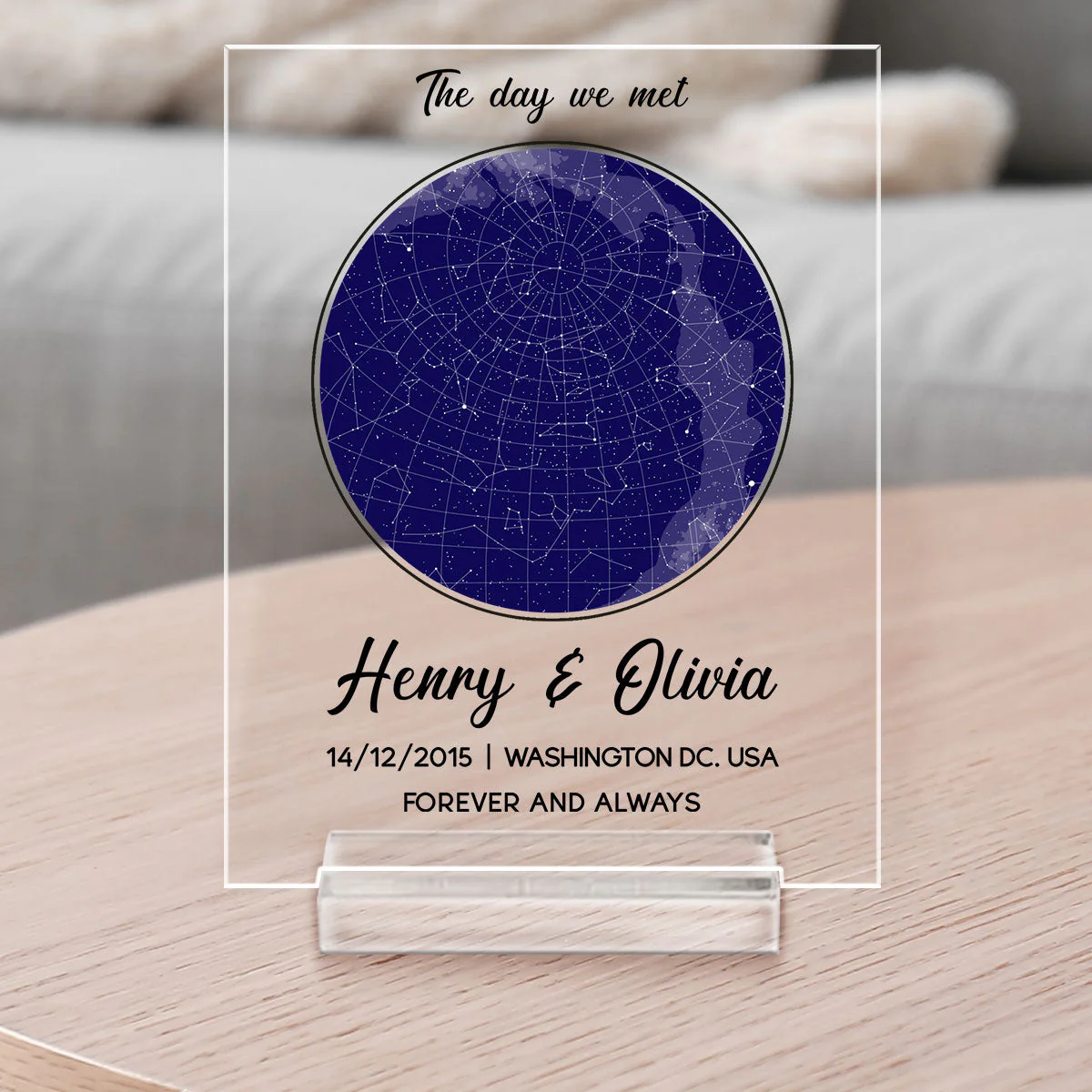 The Day I Met You - Personalized Custom Acrylic Plaque With Base