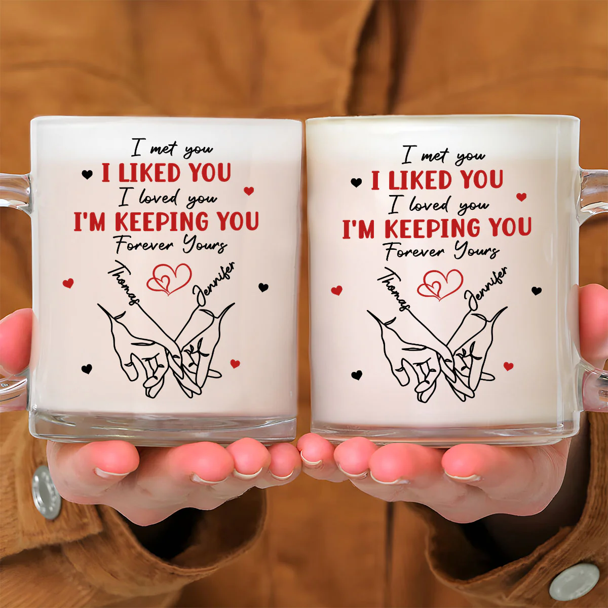 The Day I Met You - Personalized Custom Glass Mug - Image 2