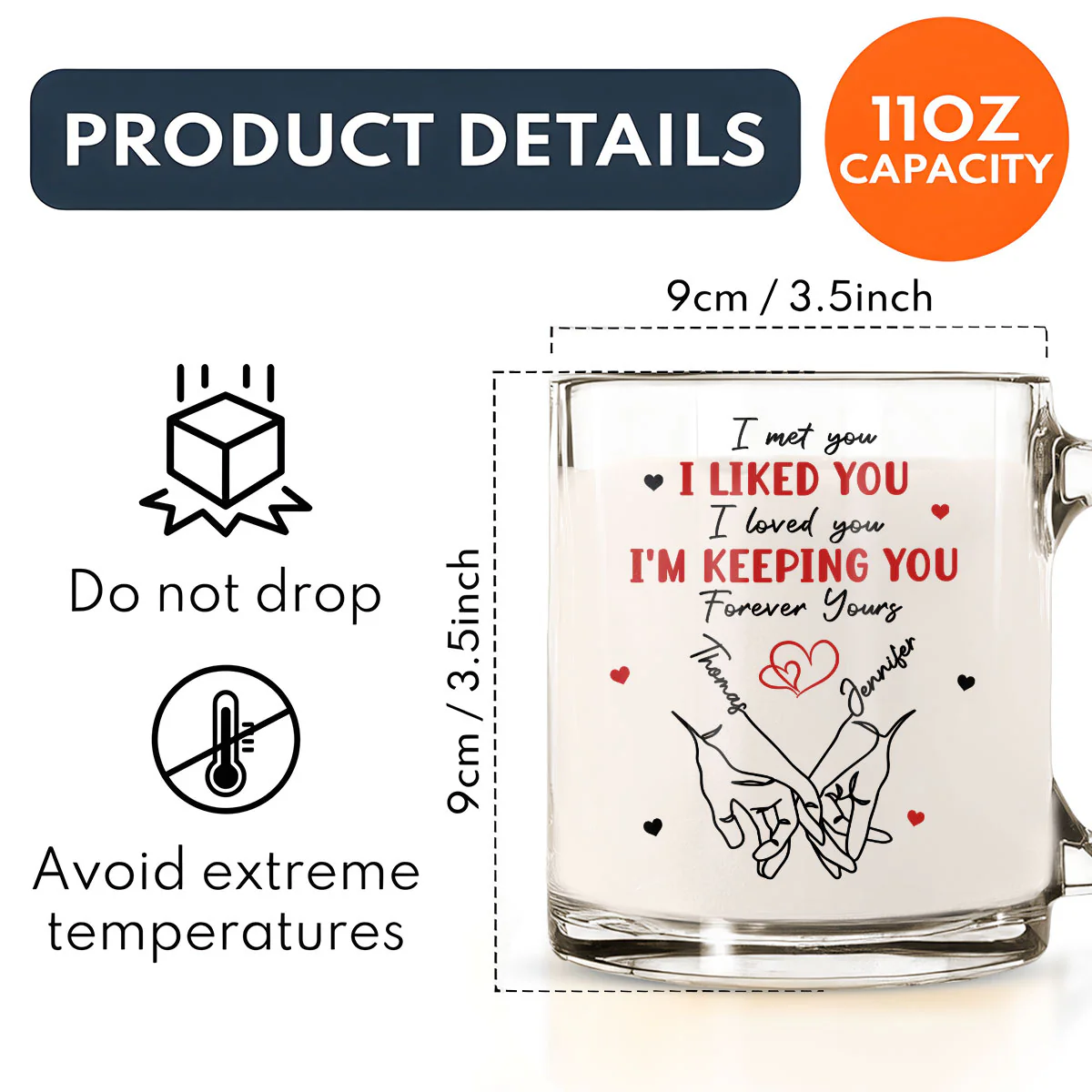 The Day I Met You - Personalized Custom Glass Mug - Image 6