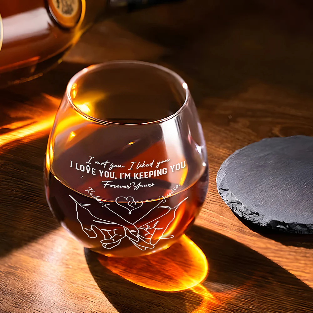 The Day I Met You - Personalized Custom Wine Glass - Image 2