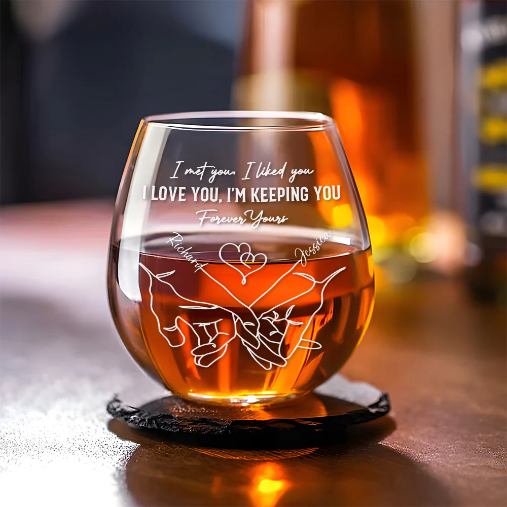 The Day I Met You - Personalized Custom Wine Glass - Image 3