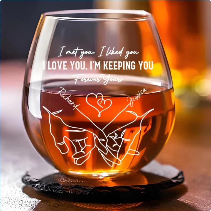 The Day I Met You - Personalized Custom Wine Glass - Image 4