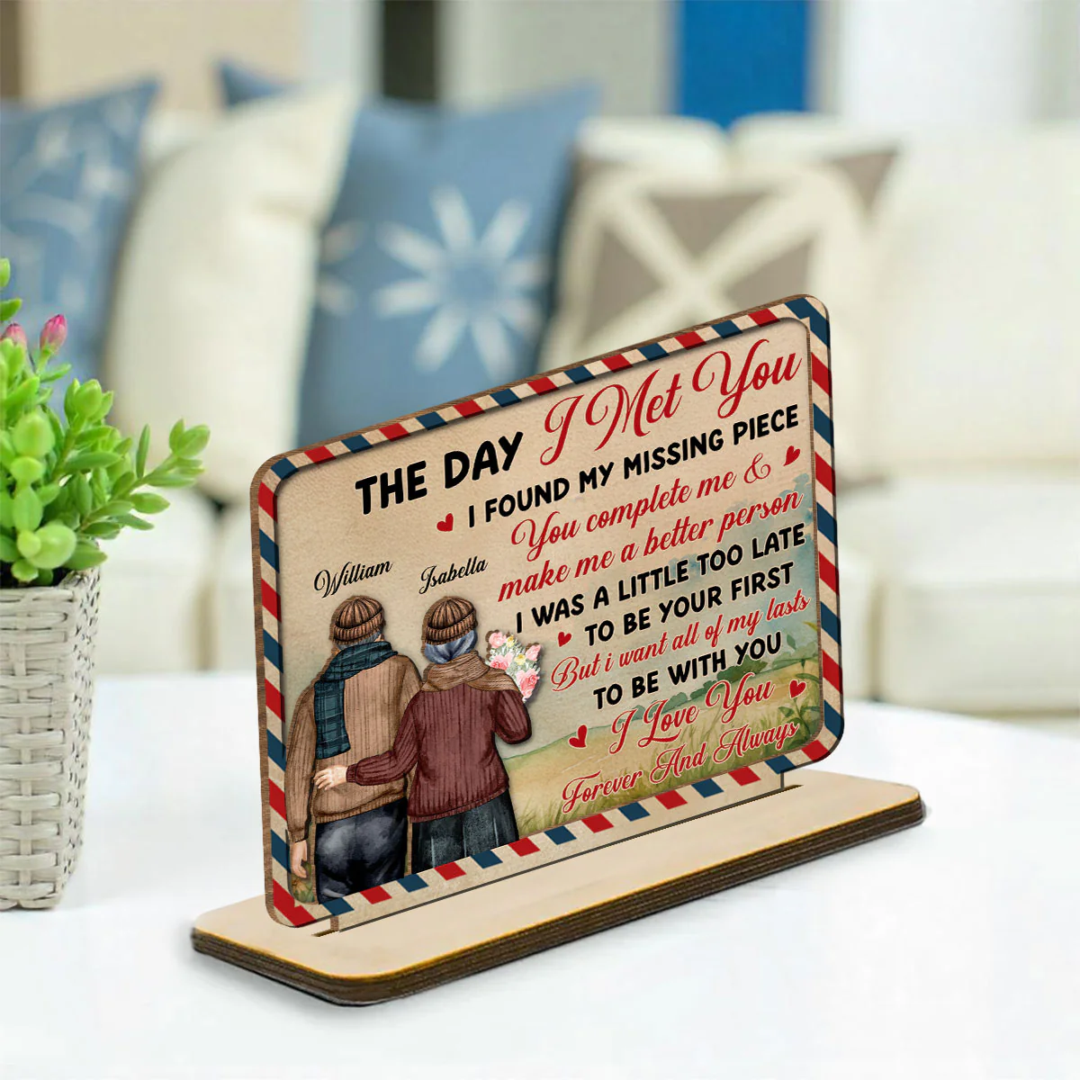 The Day - Personalized Custom 2-Layer Wood Plaque With Flat Base - Image 2
