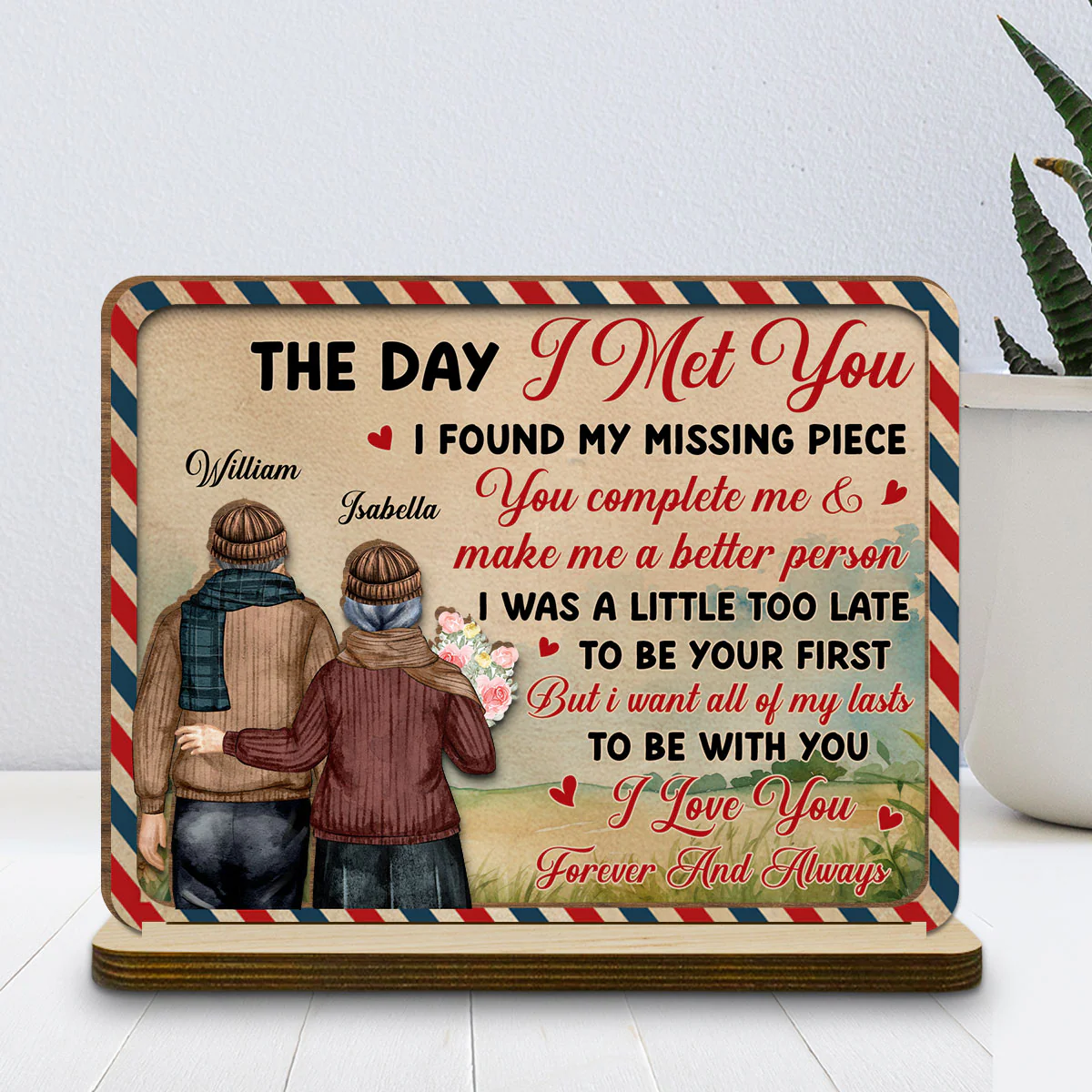 The Day - Personalized Custom 2-Layer Wood Plaque With Flat Base - Image 3