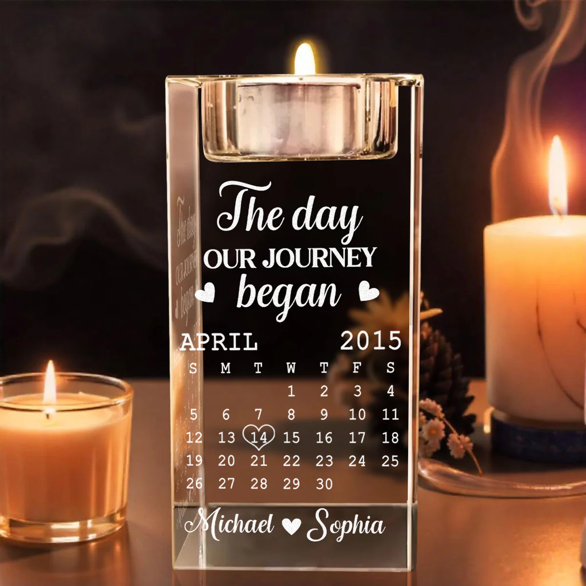 The Day - Personalized Custom Crystal Candle Holder