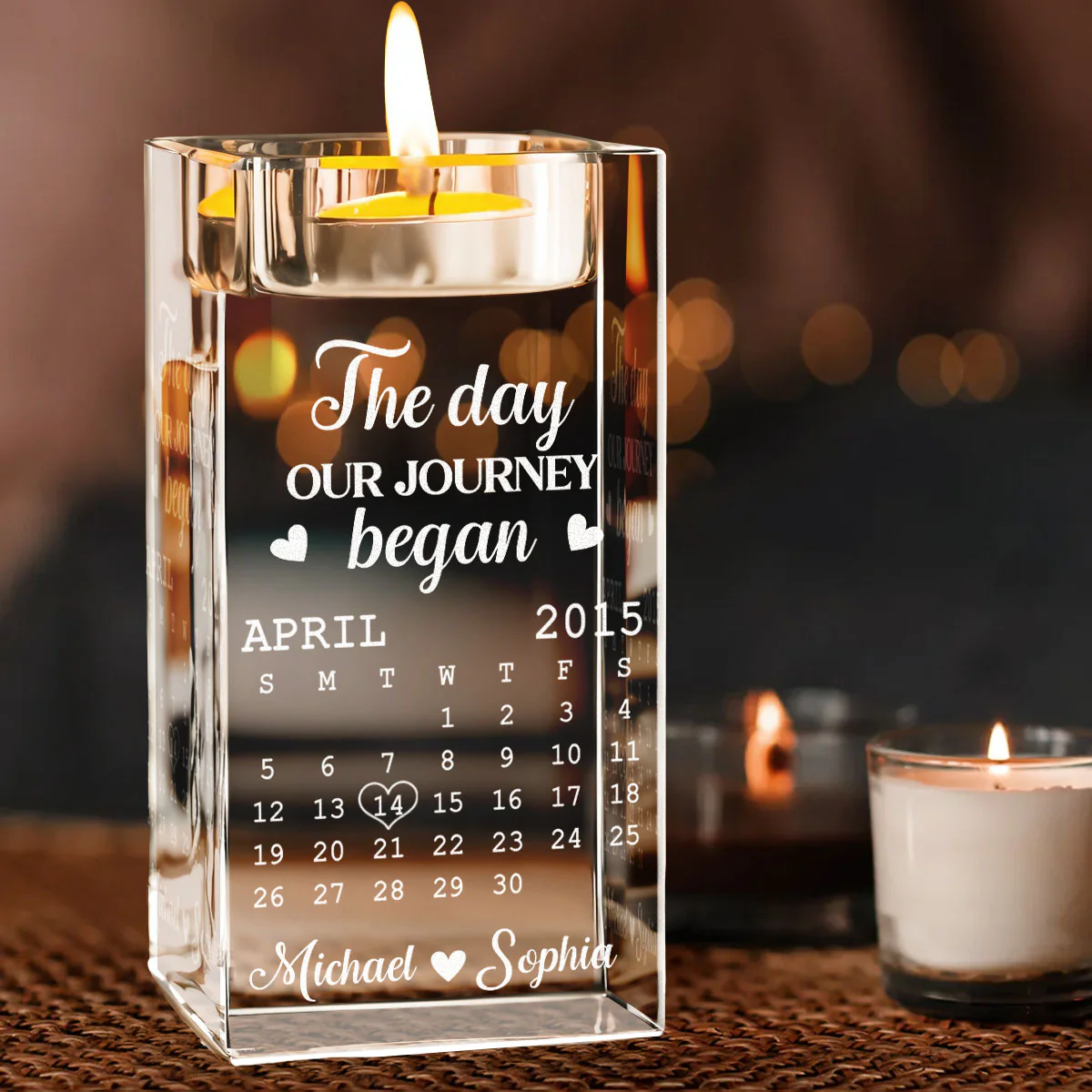 The Day - Personalized Custom Crystal Candle Holder - Image 2
