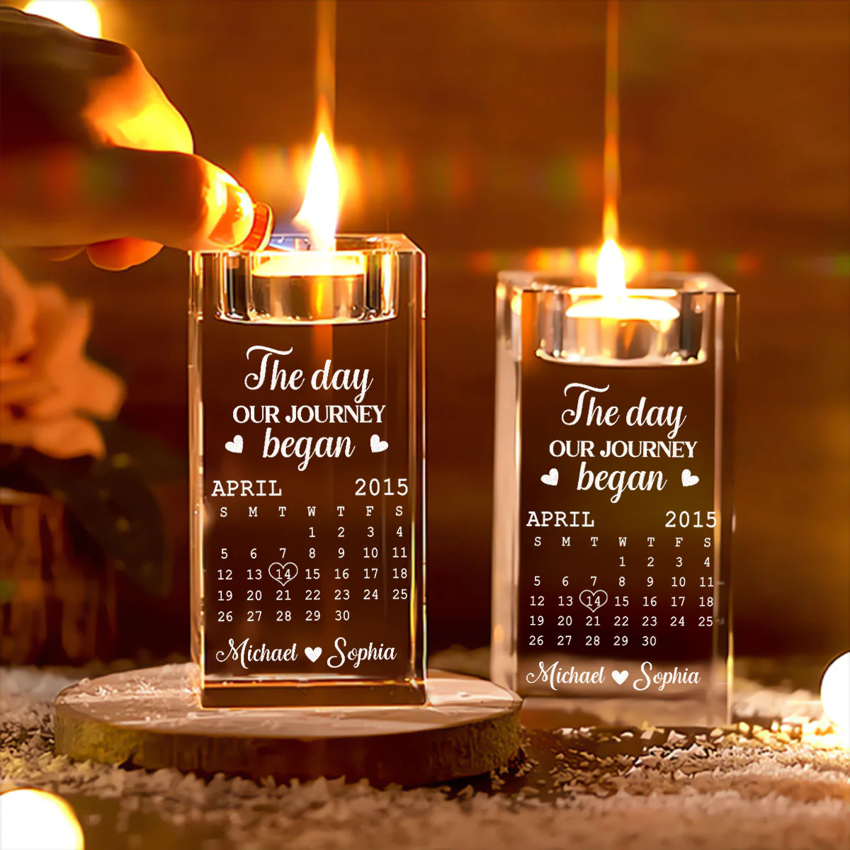 The Day - Personalized Custom Crystal Candle Holder - Image 4