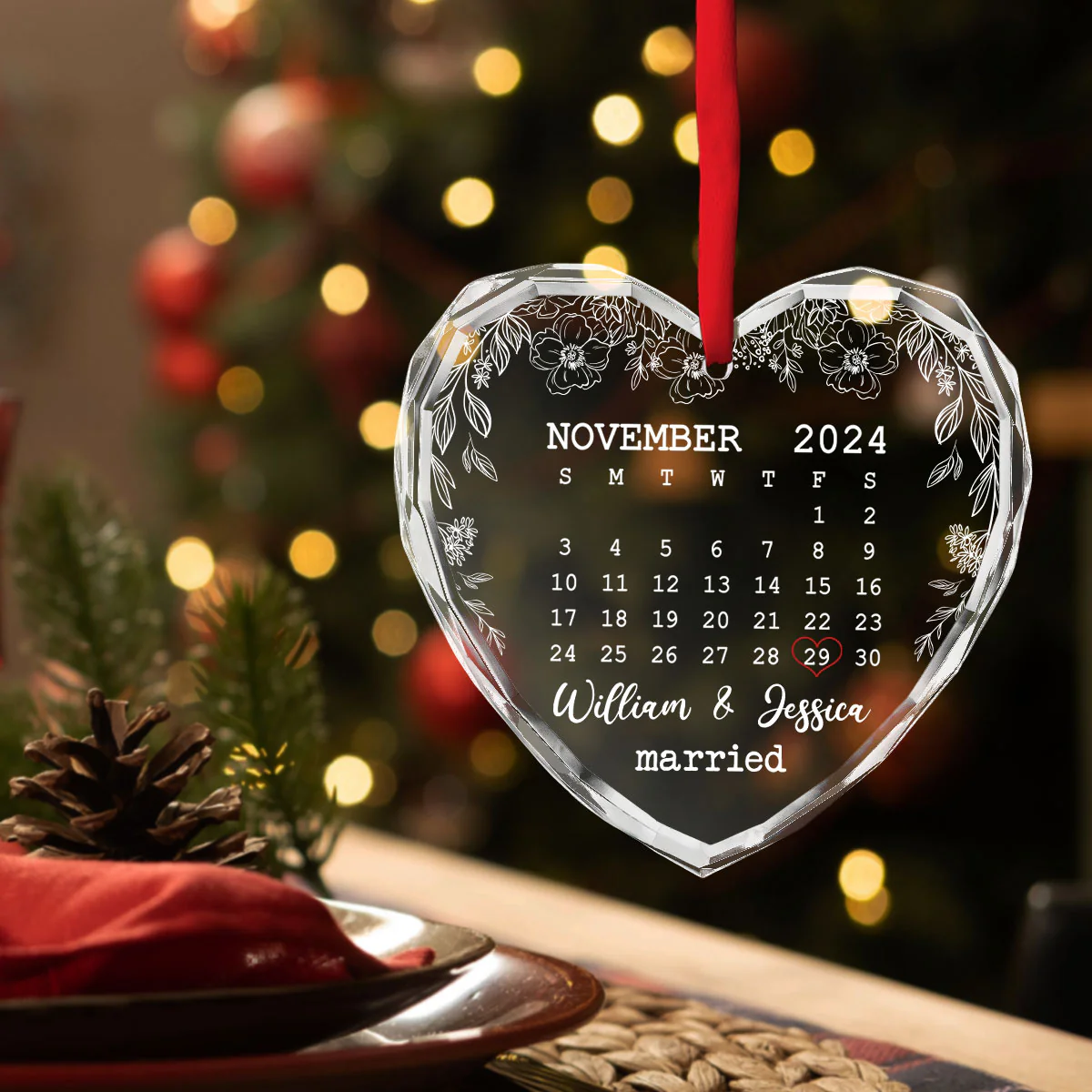 The Day We Met - Personalized Custom Glass Ornament - Image 2