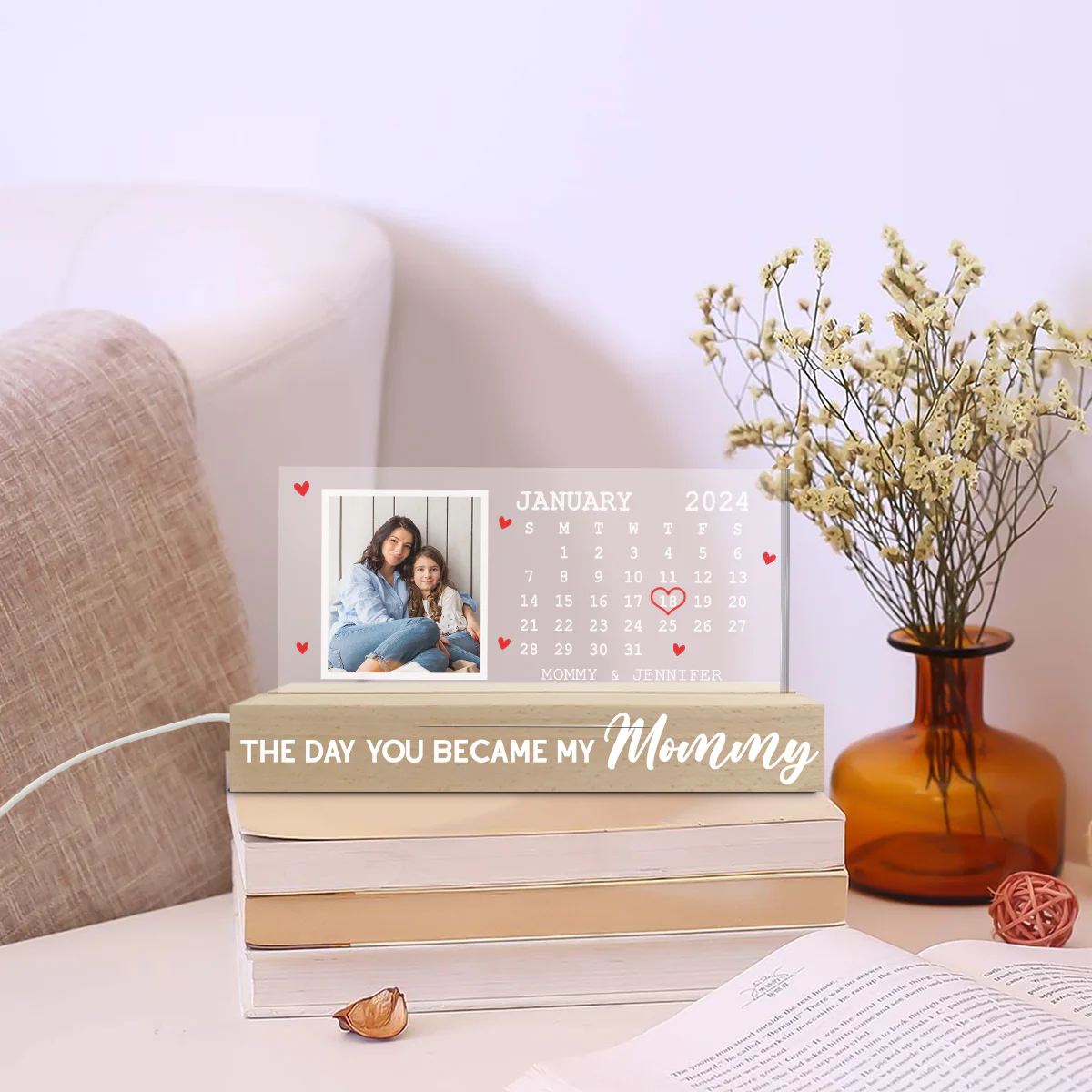 The Days You Became Mom - Personalized Custom Acrylic 3D LED Night Light - Image 3