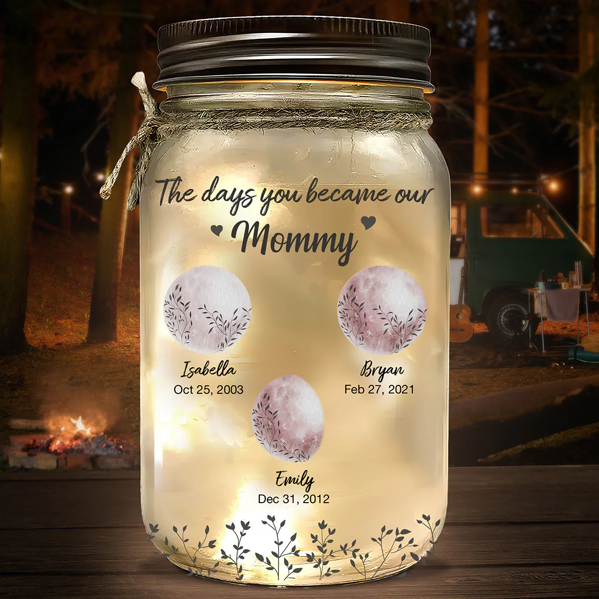 The Days You Became Mom - Personalized Custom Mason Jar Light - Image 4