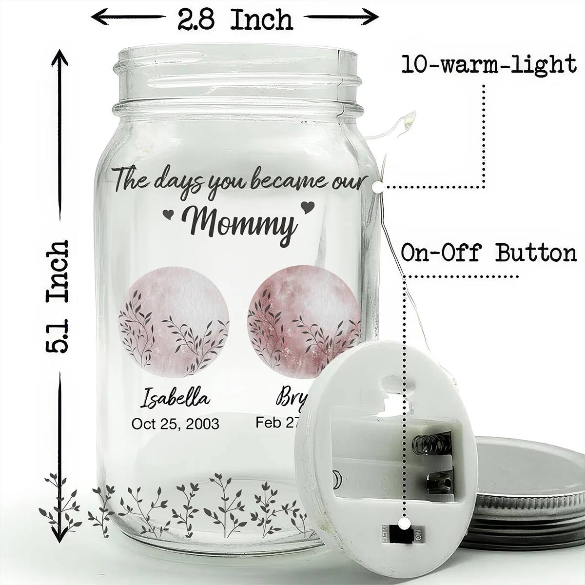 The Days You Became Mom - Personalized Custom Mason Jar Light - Image 5