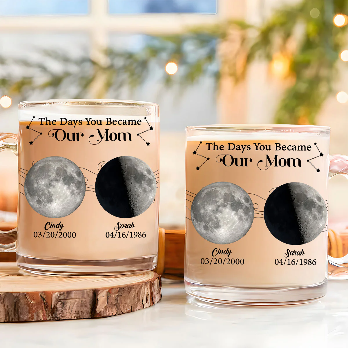 The Days You Became Our Mom - Personalized Custom Glass Mug - Image 2