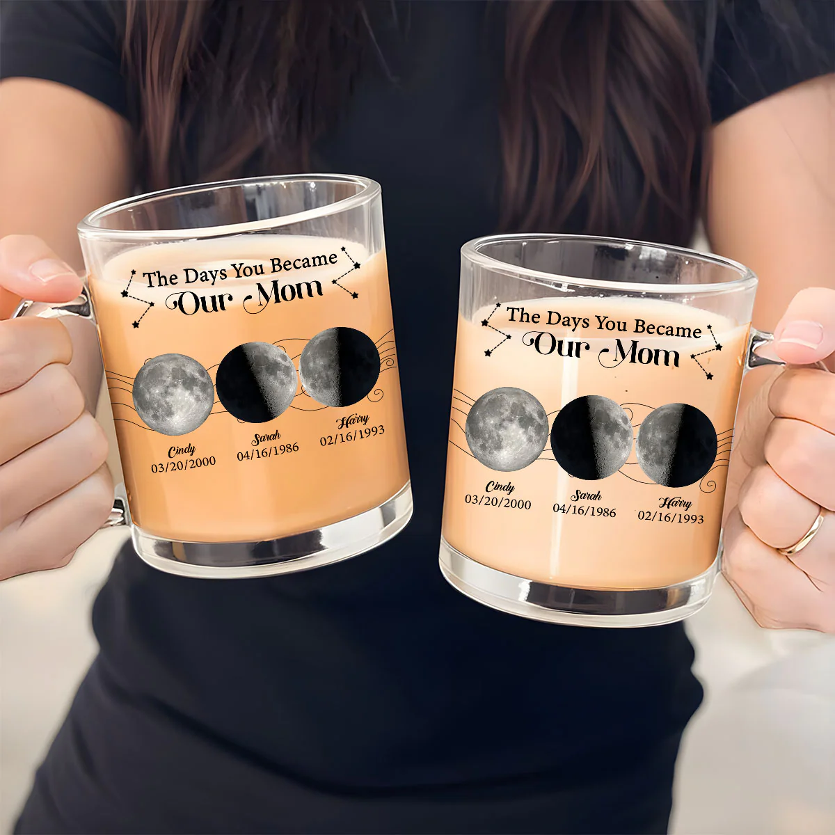 The Days You Became Our Mom - Personalized Custom Glass Mug - Image 4