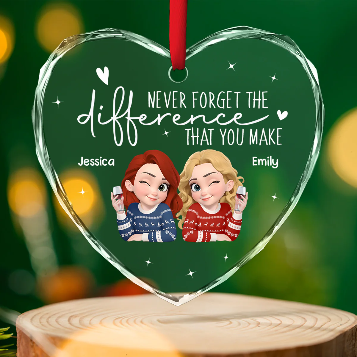 The Difference You Make Matters - Personalized Custom Glass Ornament - Image 3