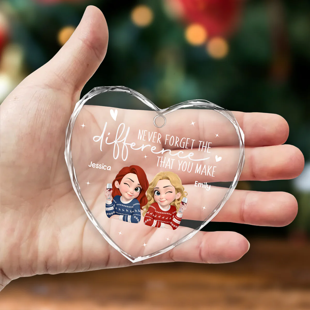 The Difference You Make Matters - Personalized Custom Glass Ornament - Image 4