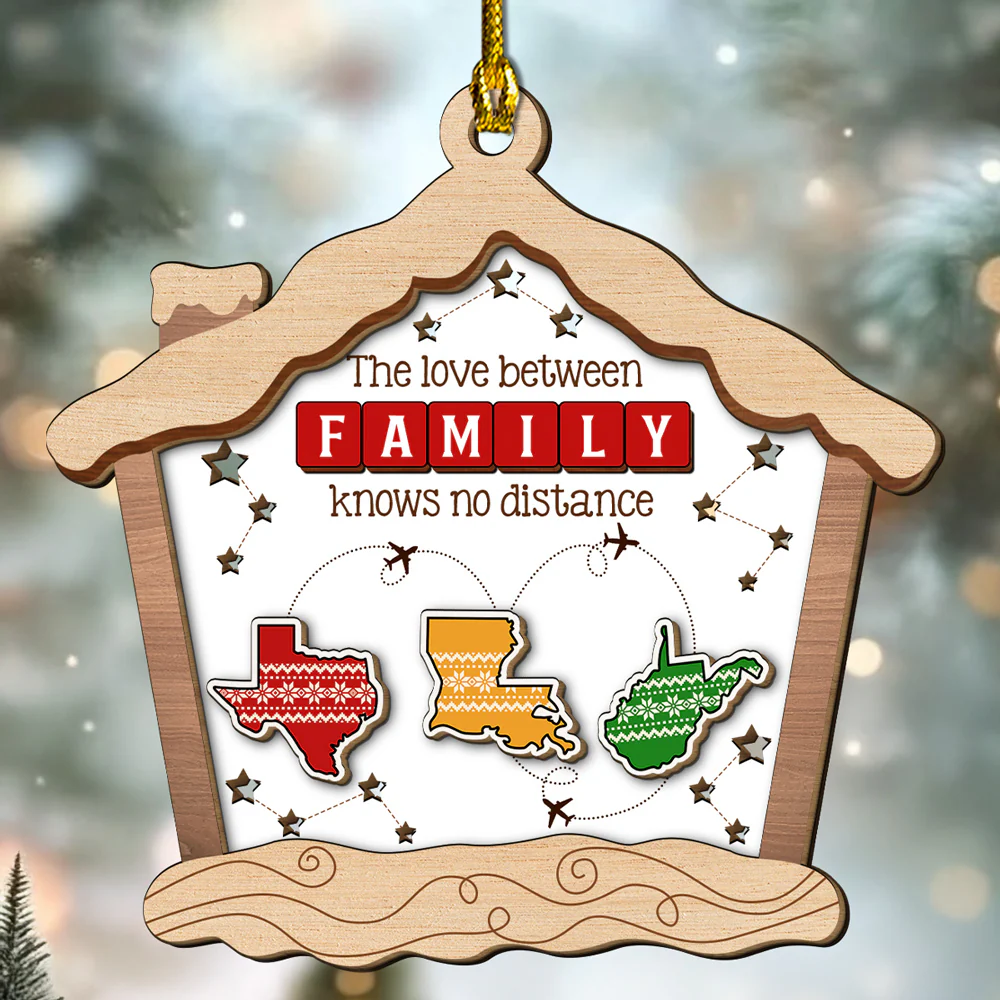 The Distance Means Nothing - Personalized Custom 2-Layered Wood Ornament - Image 3