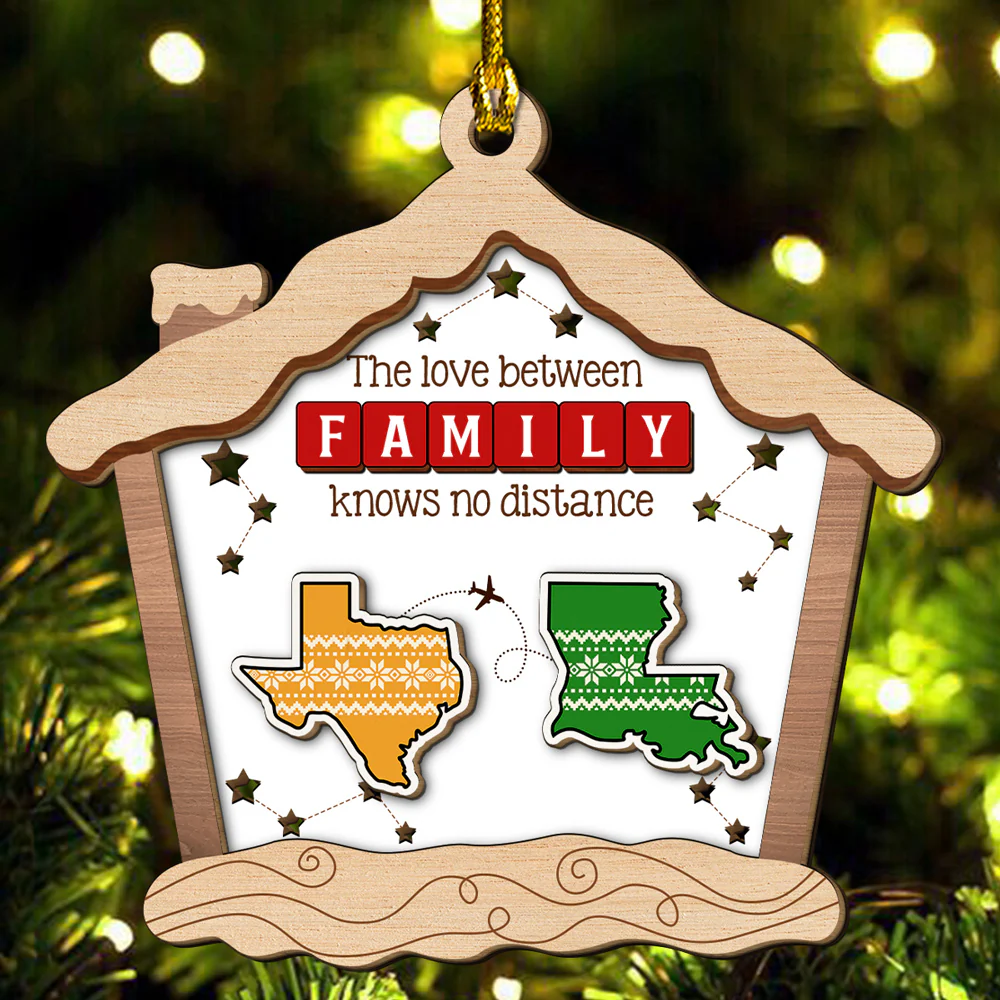 The Distance Means Nothing - Personalized Custom 2-Layered Wood Ornament - Image 4