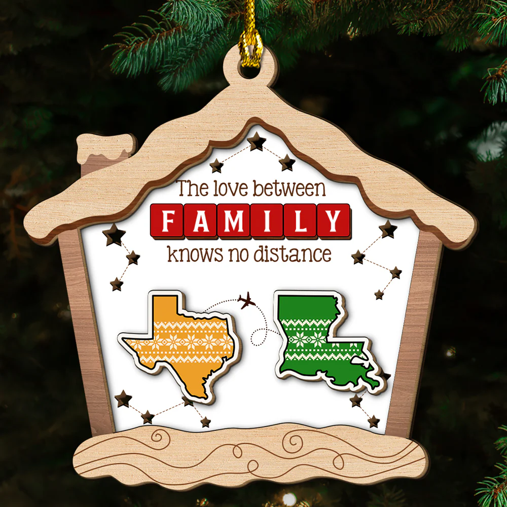 The Distance Means Nothing - Personalized Custom 2-Layered Wood Ornament - Image 5