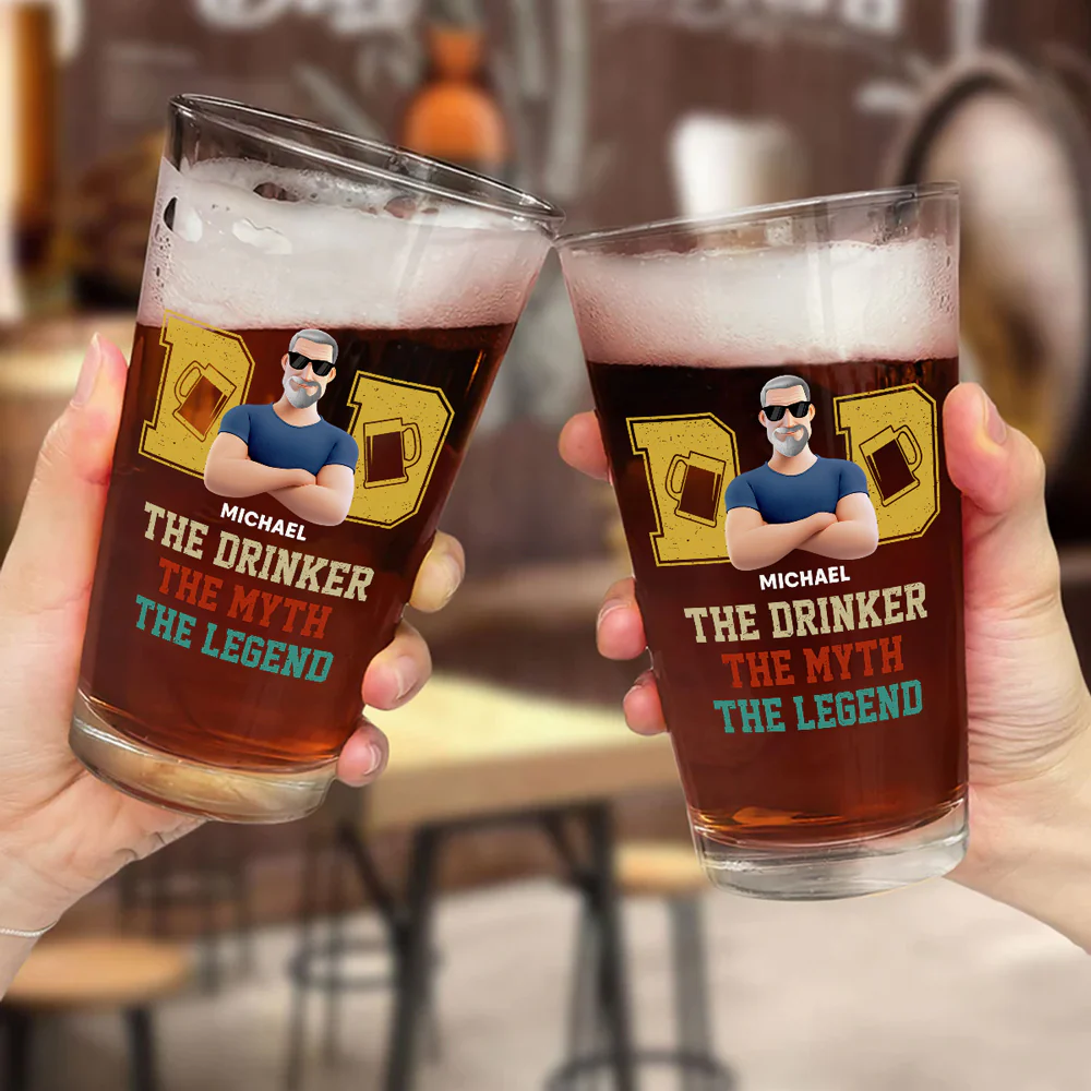 The Drinker The Myth The Legend - Personalized Custom Beer Glass - Image 4