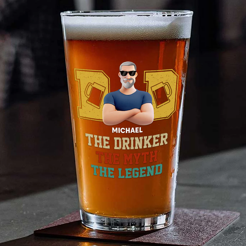 The Drinker The Myth The Legend - Personalized Custom Beer Glass - Image 6