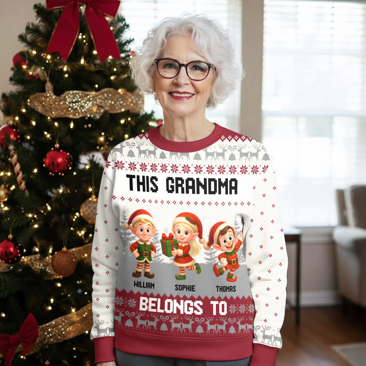 The Elf Family - Personalized Custom All-Over-Print Sweatshirt - Image 5