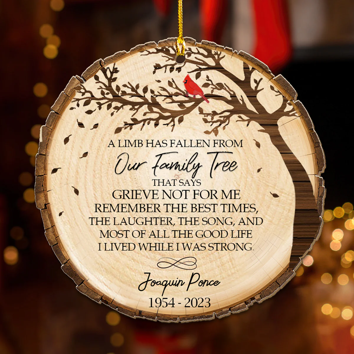 The Fallen Limb - Personalized Custom Wood Ornament - Image 2