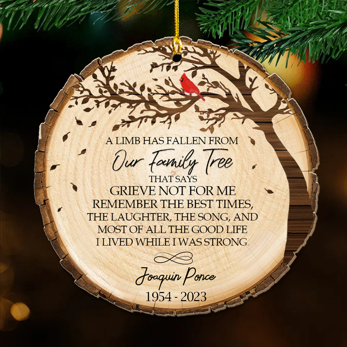 The Fallen Limb - Personalized Custom Wood Ornament - Image 3