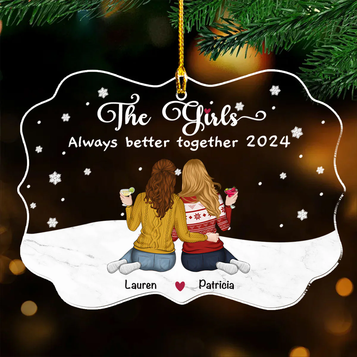 The Girls Always Better Together - Personalized Custom Acrylic Ornament - Image 2