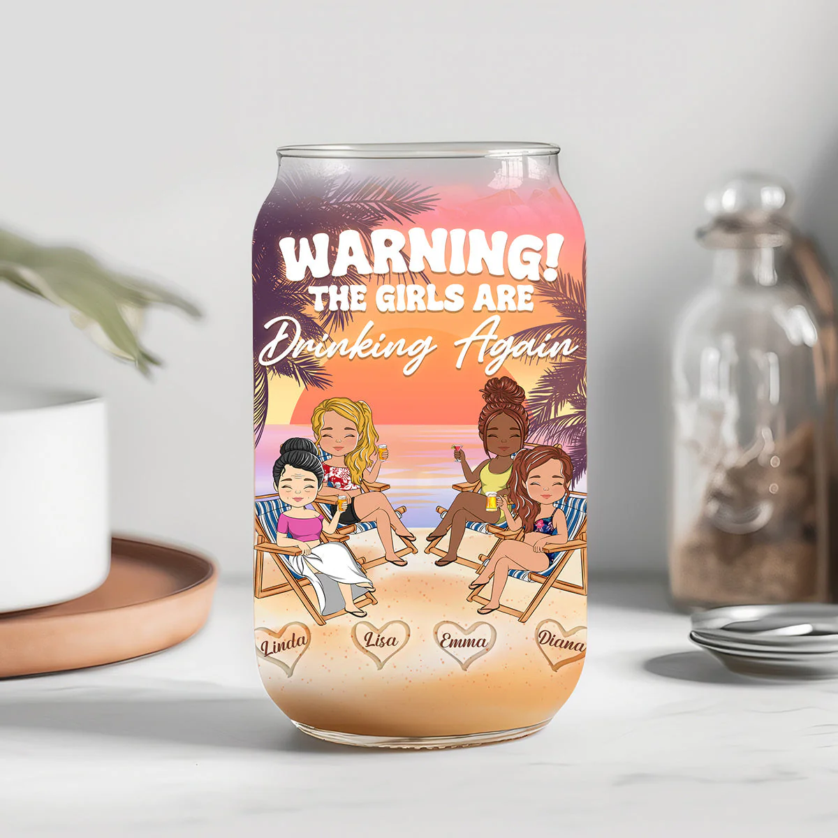 The Girls Are Drinking Again - Personalized Custom Glass Can - Image 4