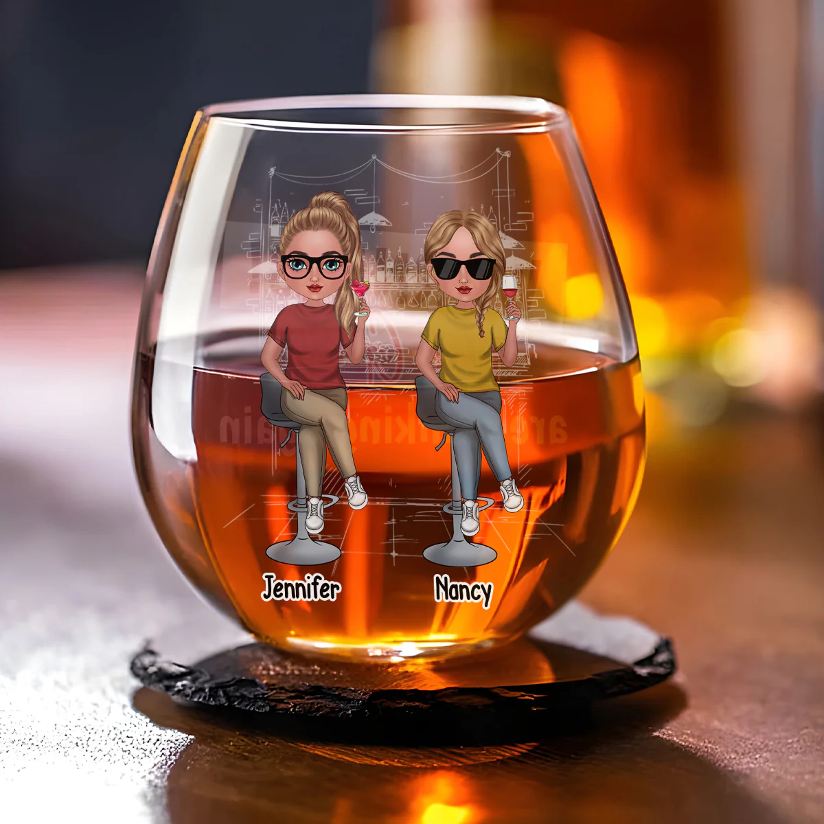 The Girls Are Drinking Again - Personalized Custom Wine Glass - Image 2