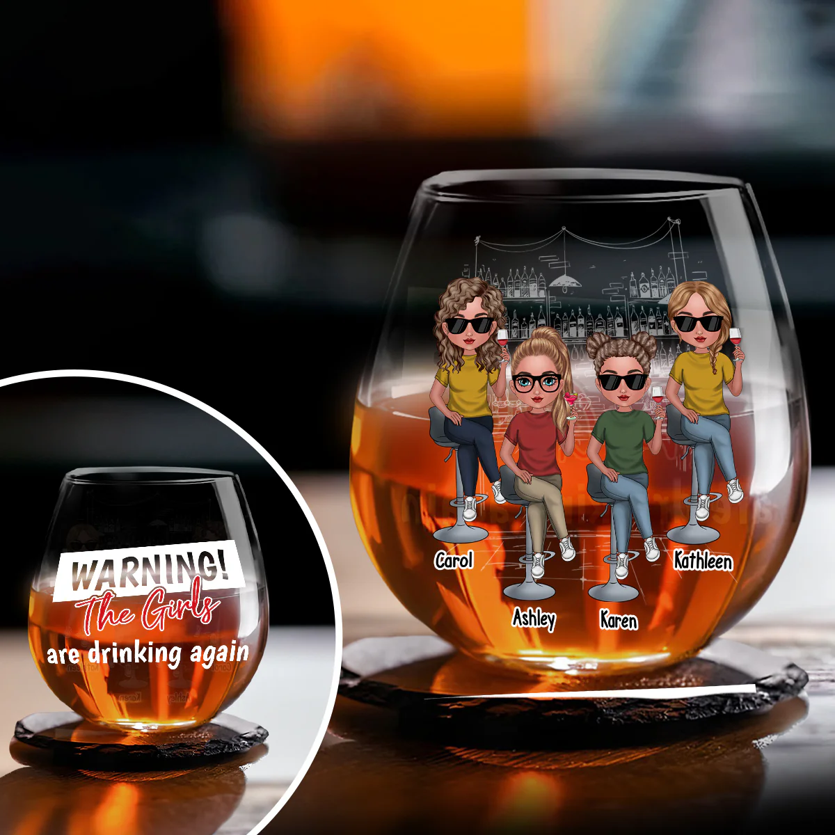 The Girls Are Drinking Again - Personalized Custom Wine Glass - Image 4