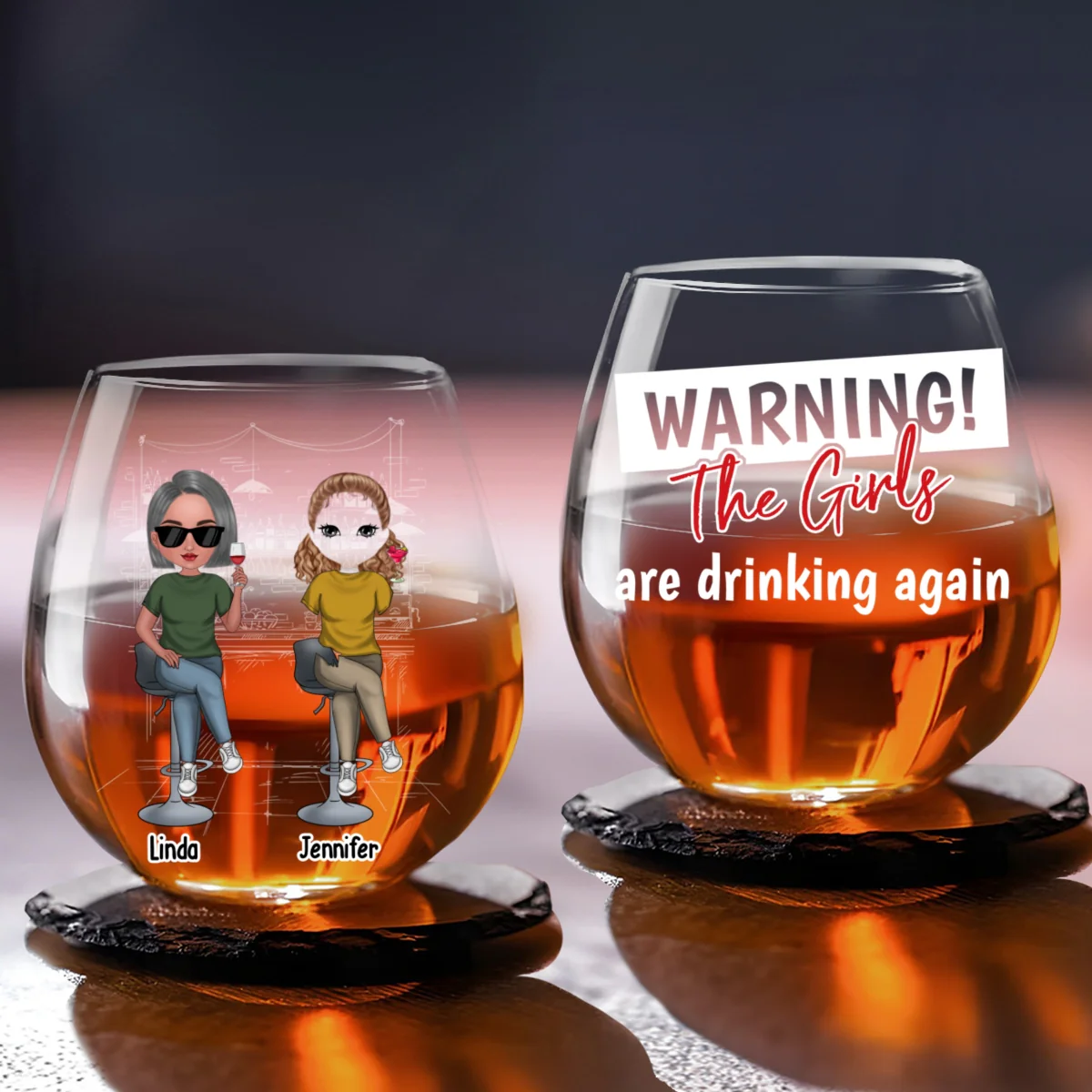 The Girls Are Drinking Again - Personalized Custom Wine Glass - Image 5