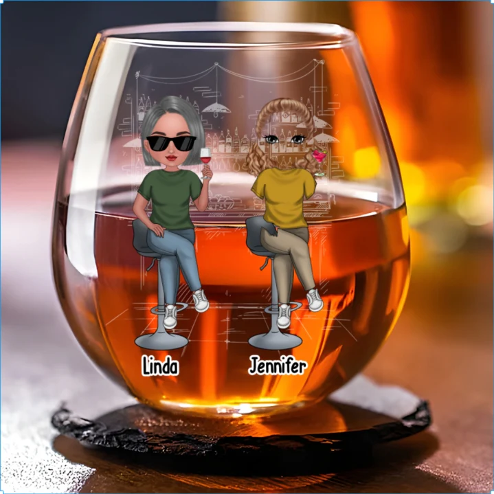 The Girls Are Drinking Again - Personalized Custom Wine Glass - Image 6