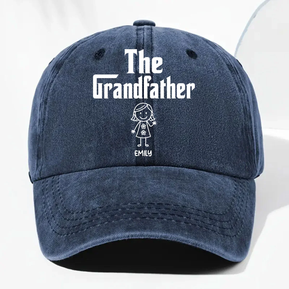 The Grandfather Version 2 - Personalized Custom Vintage Washed Denim Cap - Image 7