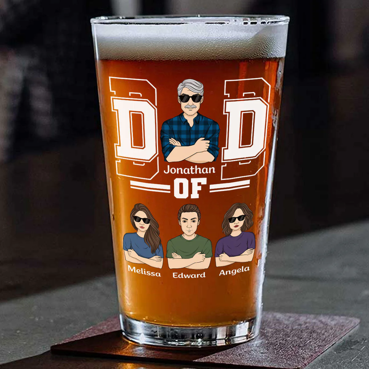 The Greatest Dad - Personalized Custom Beer Glass - Image 2