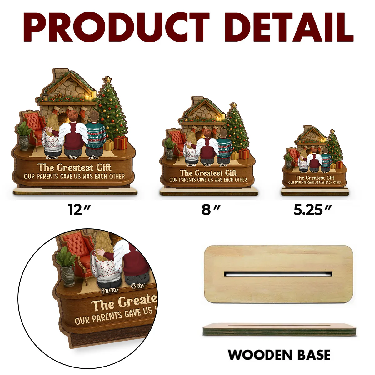 The Greatest Gift - Personalized Custom 2-Layer Wood Plaque With Flat Base - Image 5